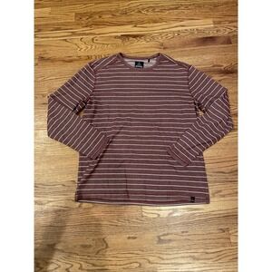 prAna Red Striped Pullover Long Sleeve Shirt Organic Cotton Blend Size XL